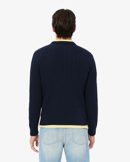 Maglia Lacoste girocollo con ricami intrecciati uomo