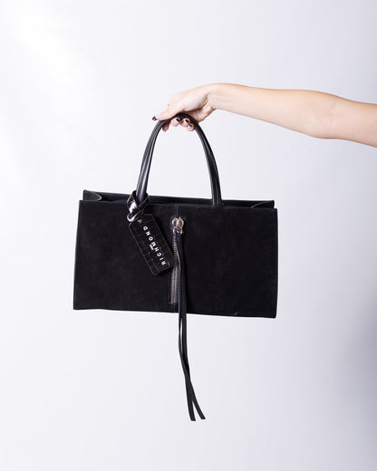 Borsa John Richmond in pelle di vitello scamosciata con dettaglio zip
