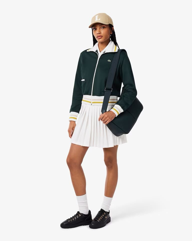 Felpa Lacoste fullzip in nylon con bordi a contrasto donna