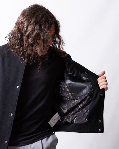 Giubbotto Just Cavalli in pelle e lana con logo-patch
