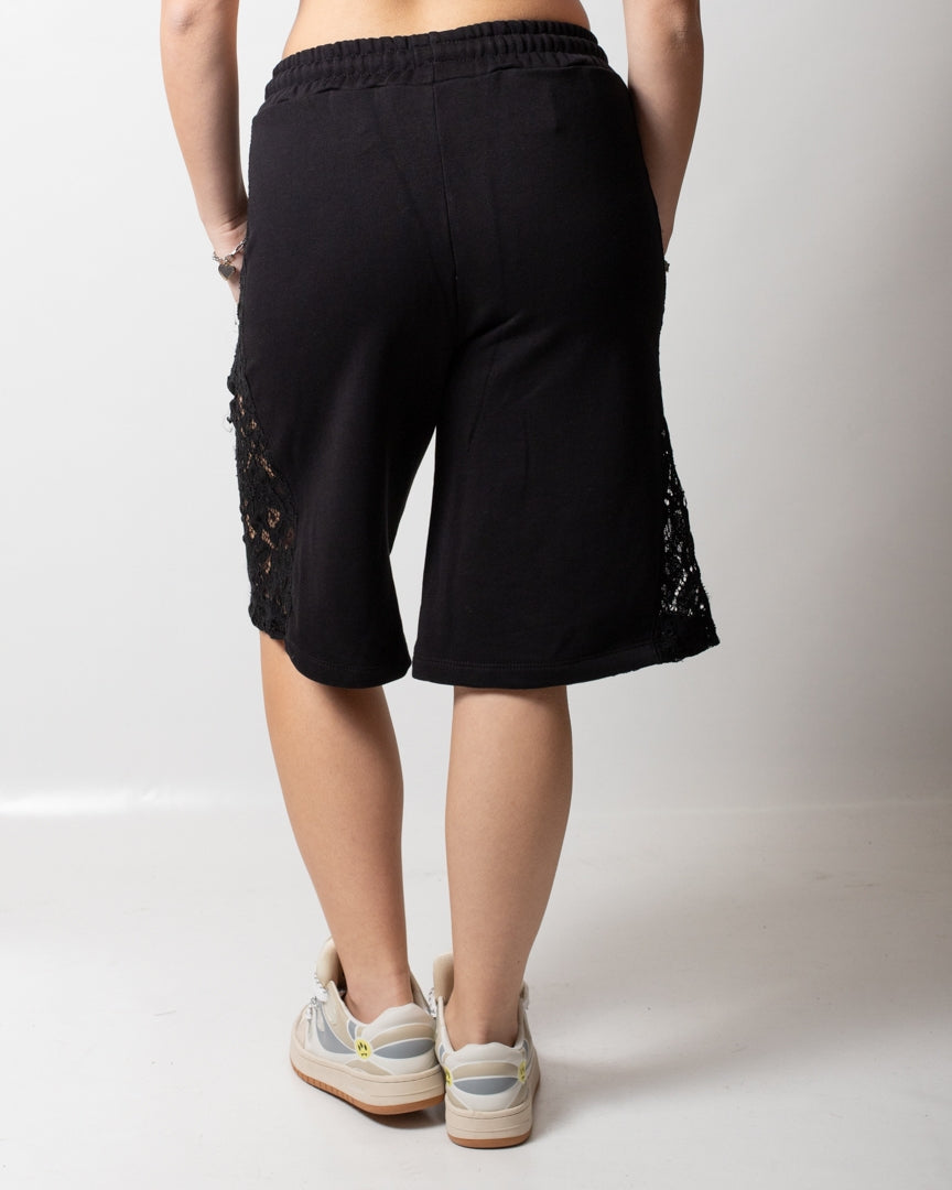 Bermuda Disclaimer in felpa con pizzo donna