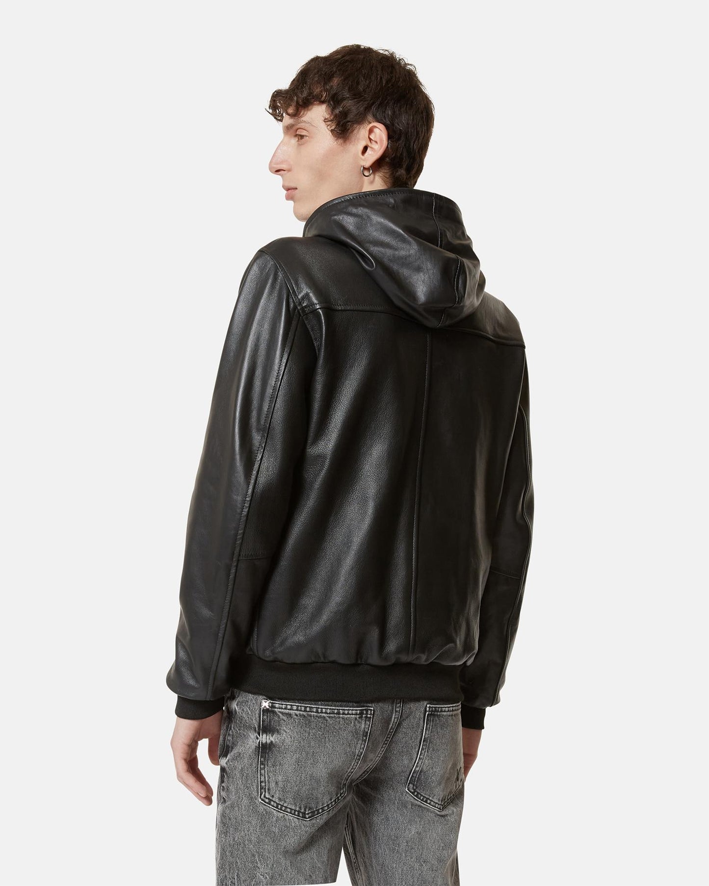 Giubbotto Richmond X in pelle con cappuccio uomo