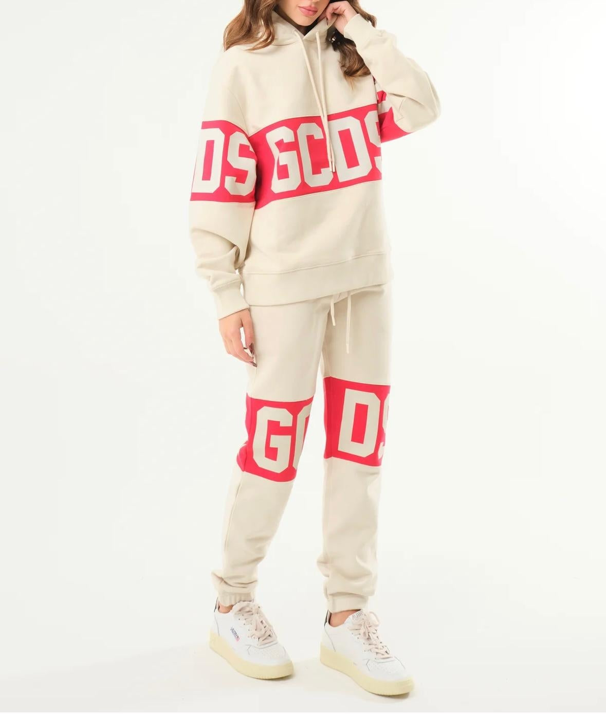 Felpa GCDS in piquet con cappuccio "Band Logo"