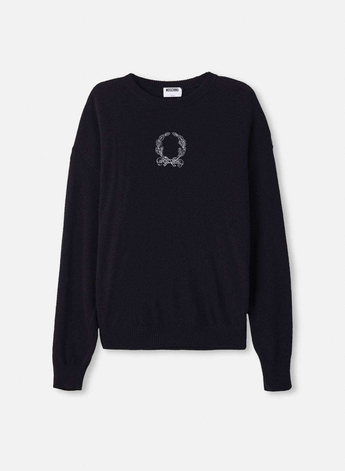 Maglia Moschino in misto lana con ricamo "Laurel crown"