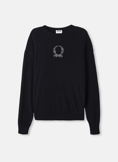 Maglia Moschino in misto lana con ricamo "Laurel crown"
