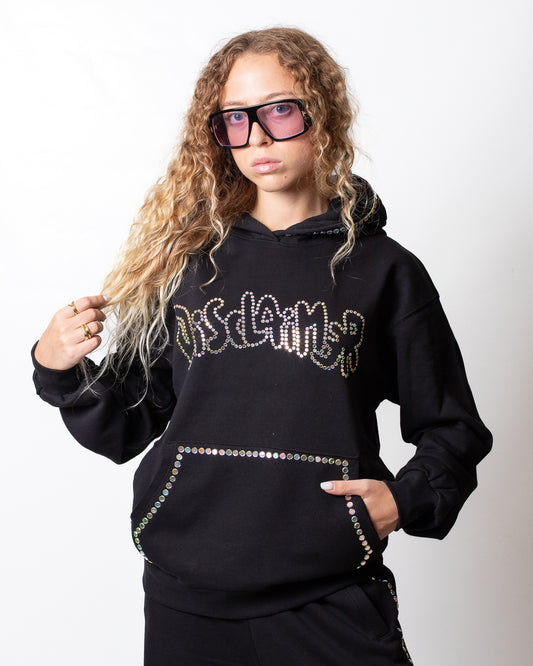 Felpa Disclaimer con cappuccio e strass multicolor donna