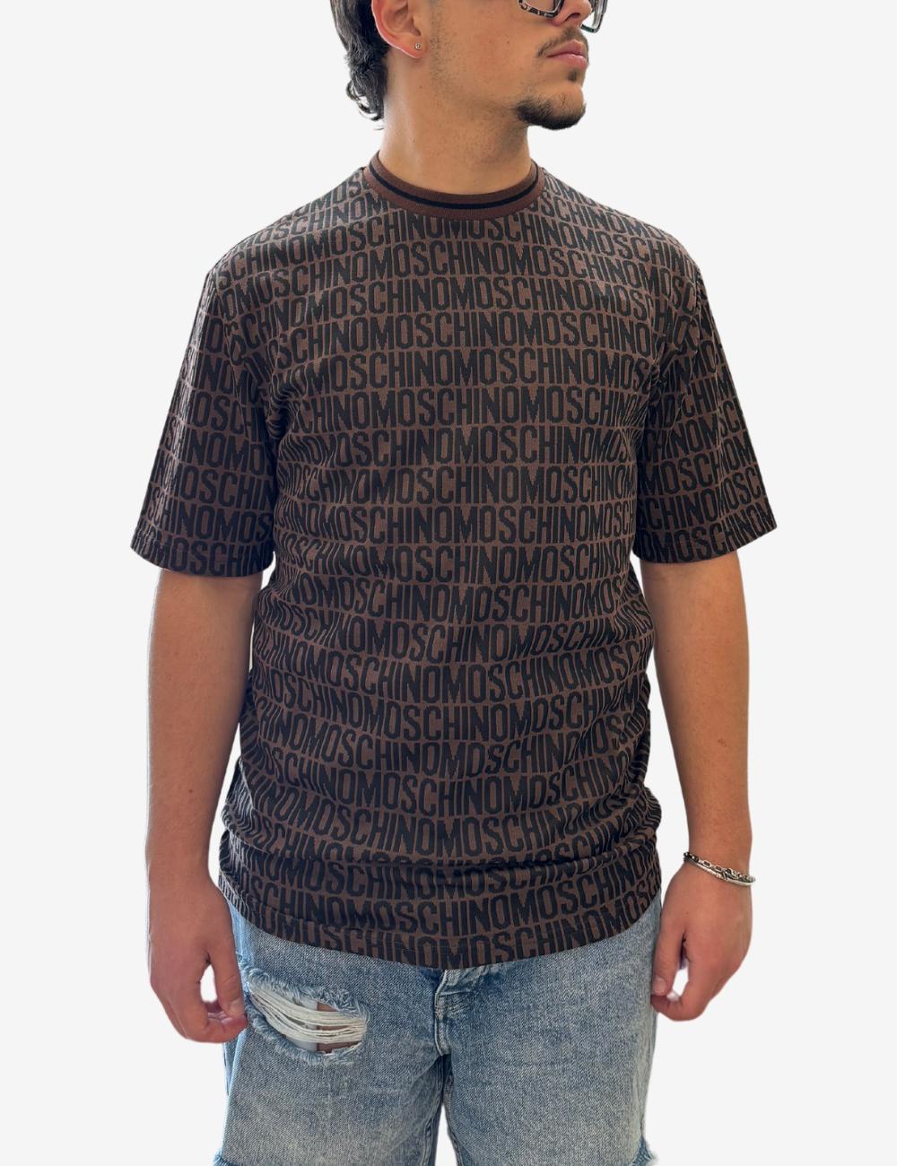 T-Shirt Moschino logata jacquard uomo