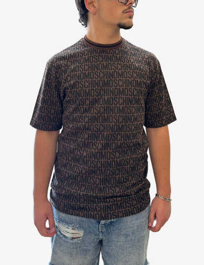 T-Shirt Moschino logata jacquard uomo