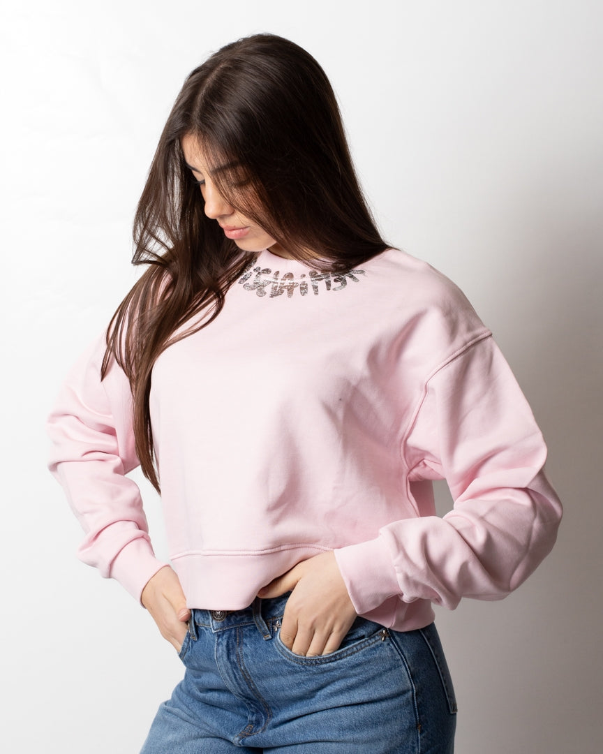 Felpa Disclaimer girocollo cropped con logo donna