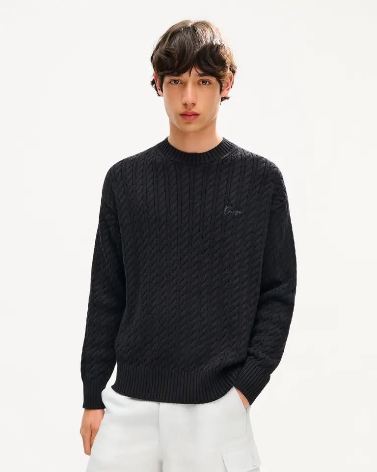Maglia Kenzo Paris cable knit con logo ricamato