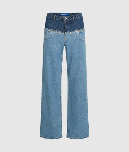 Jeans Karl Lagerfeld mid rise relaxed con borchie donna