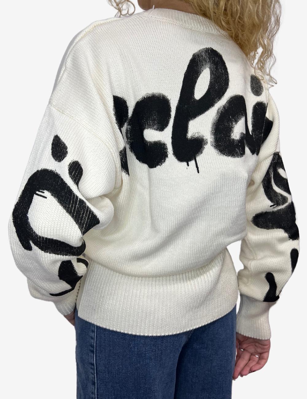 Maglia Disclaimer girocollo con logo in rilievo donna