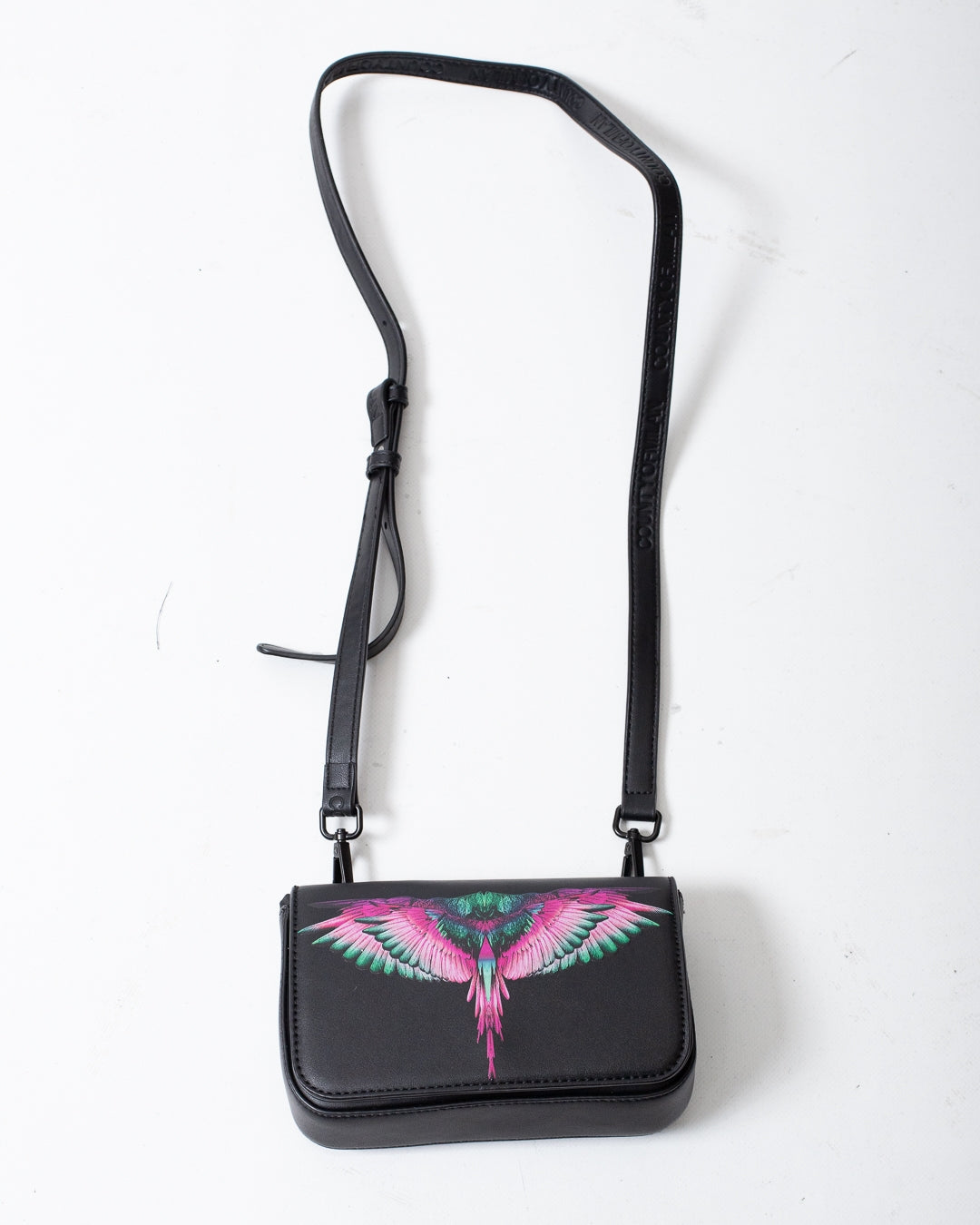 Borsa Marcelo Burlon small in ecopelle con tracolla e logo wings colorfull