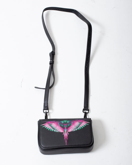 Borsa Marcelo Burlon small in ecopelle con tracolla e logo wings colorfull