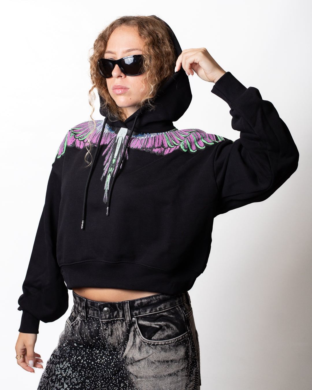Felpa Marcelo Burlon con cappuccio "Logo Wings" donna