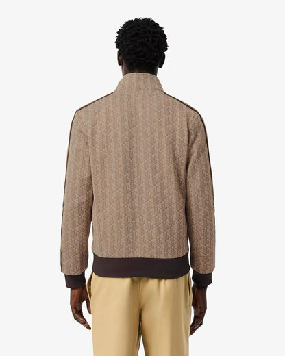 Felpa Lacoste con zip logata allover uomo