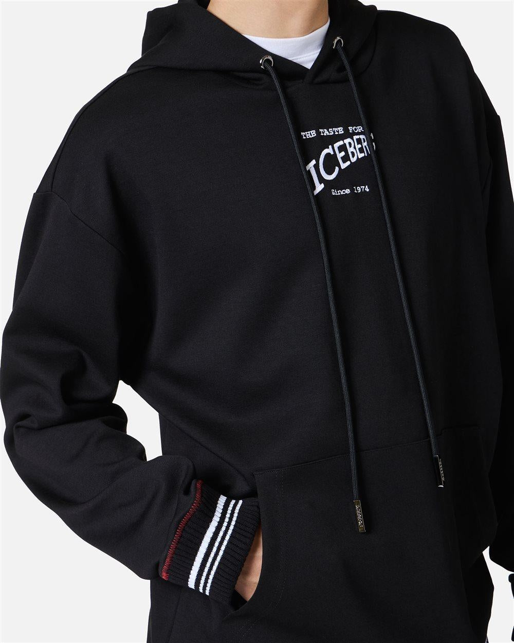 Felpa Iceberg con cappuccio e dettagli in maglia uomo
