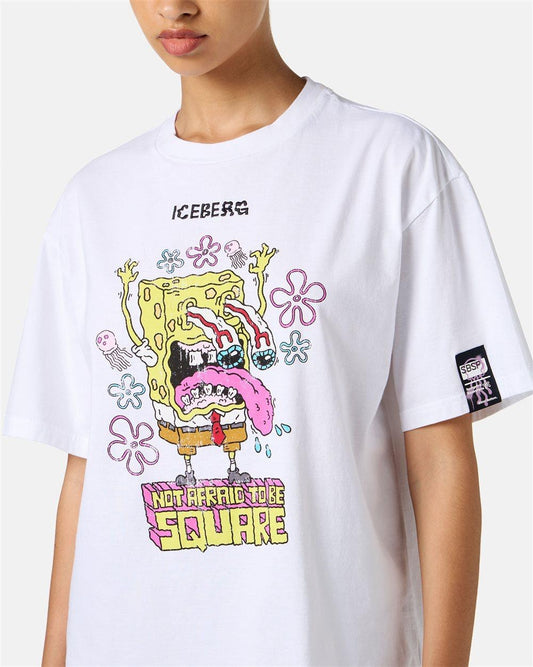 T-Shirt Iceberg X Spongebob con ricamo e stampa donna