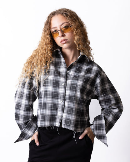 Camicia Disclaimer con logo perline e fantasia a quadri
