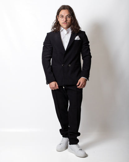 Giacca blazer Daniele Alessandrini doppiopetto in suede uomo