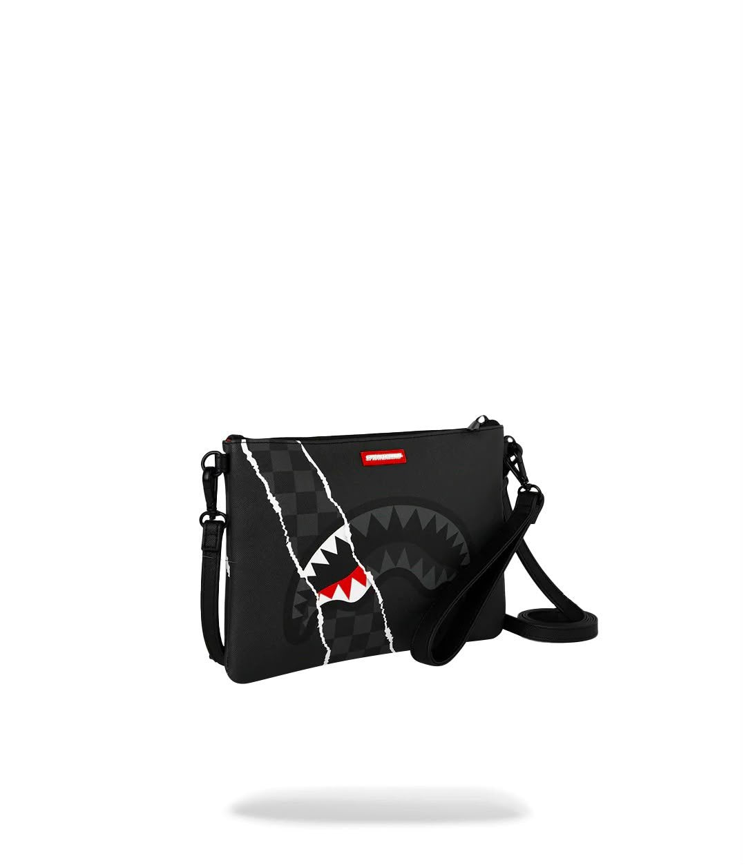Pochette Sprayground nero CENTER RIP REVEALING GRAY CHECK CROSSOVER CLUTCH con tracolla