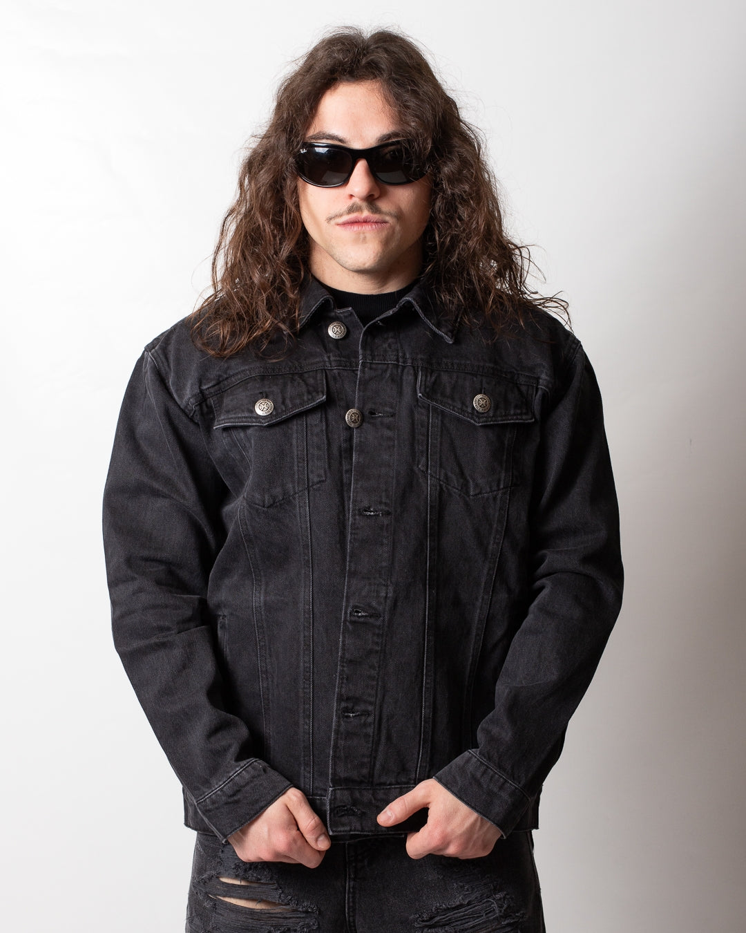 Giubbotto Richmond X in jeans con stampa uomo