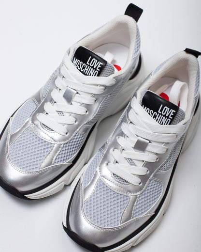 Sneakers Love Moschino in rete con dettagli lucidi donna