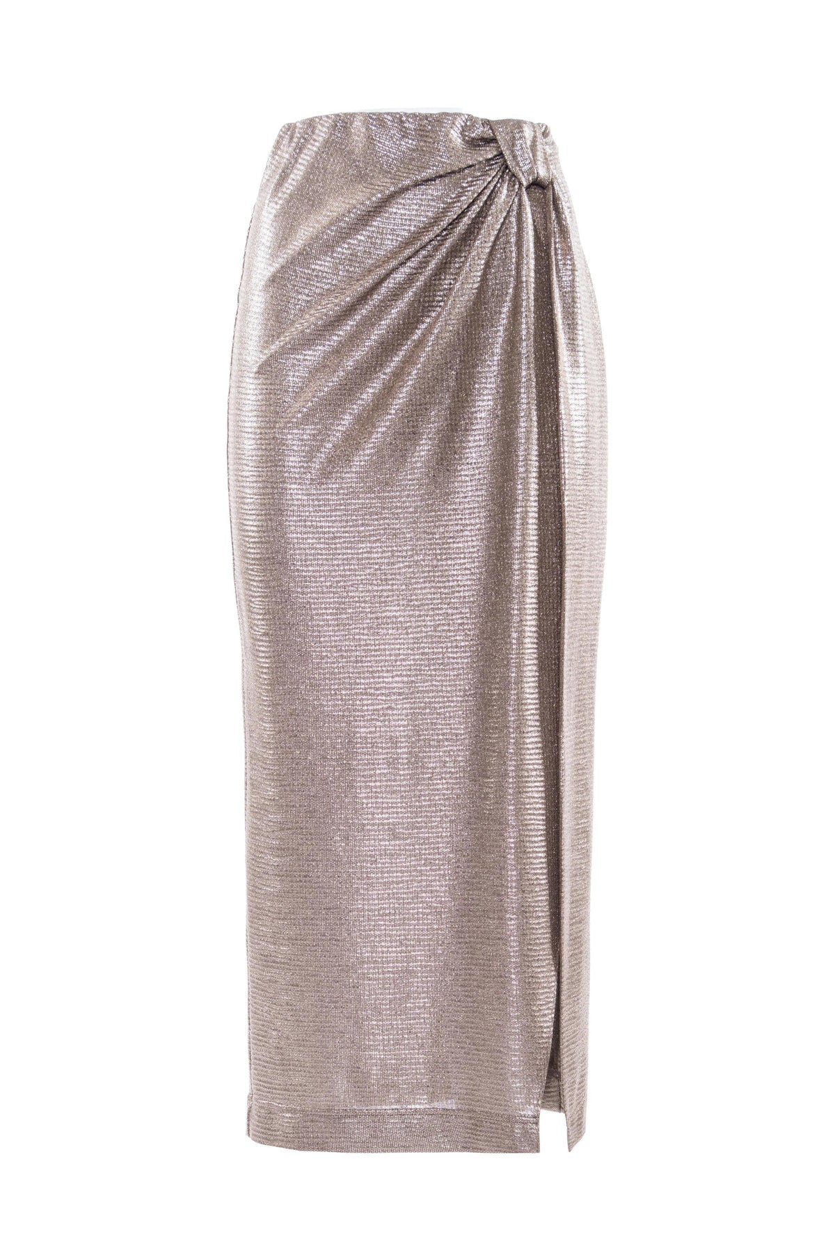 Gonna Nenette longuette metallizzata con nodo donna