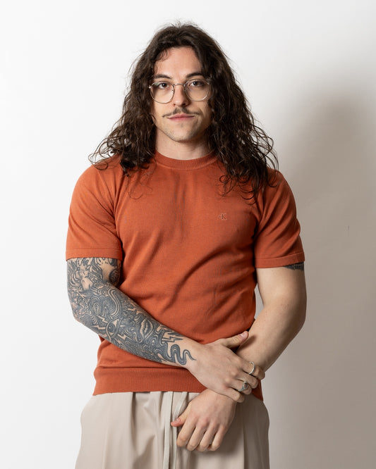 T-Shirt Calvin Klein in maglia con logo tonal uomo