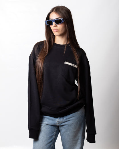 Felpa Moschino girocollo con taschino logato