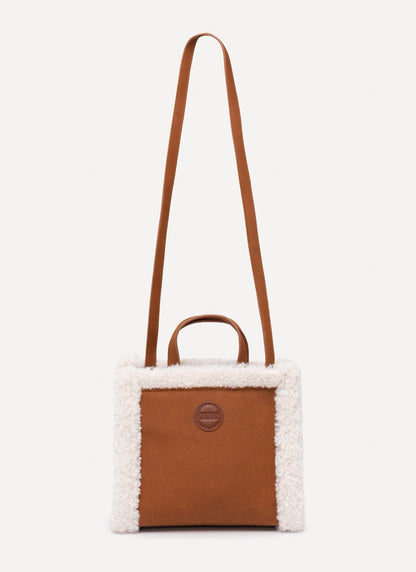 Borsa Colmar tote in pelle con inserti in pelliccia 
