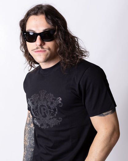 T-shirt John Richmond con logo "JR" e grafica di brillantini