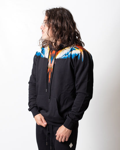 Felpa Marcelo Burlon con cappuccio e logo wings colorfull uomo