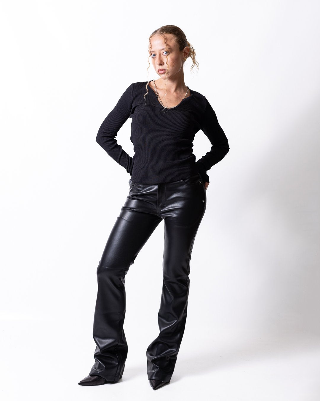 Pantalone Richmond X flared in ecopelle donna