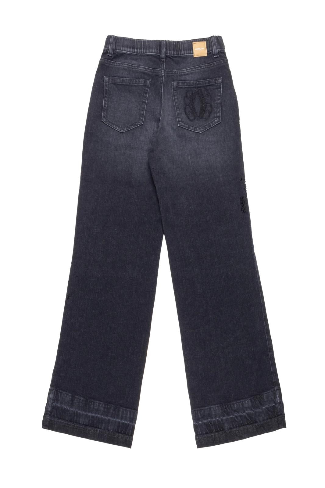 Pantalone Nenette straight in denim con strass donna