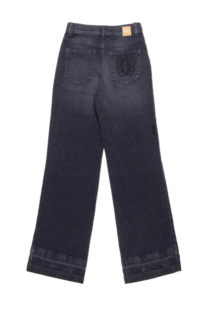 Pantalone Nenette straight in denim con strass donna
