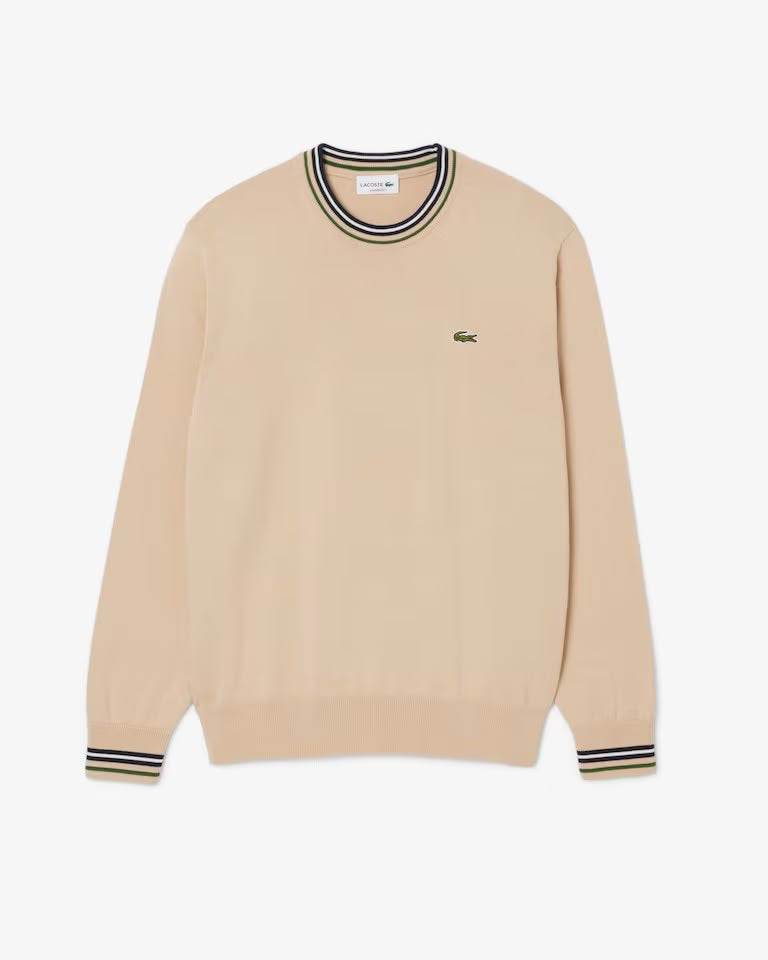Maglia Lacoste girocollo con strisce a contrasto uomo