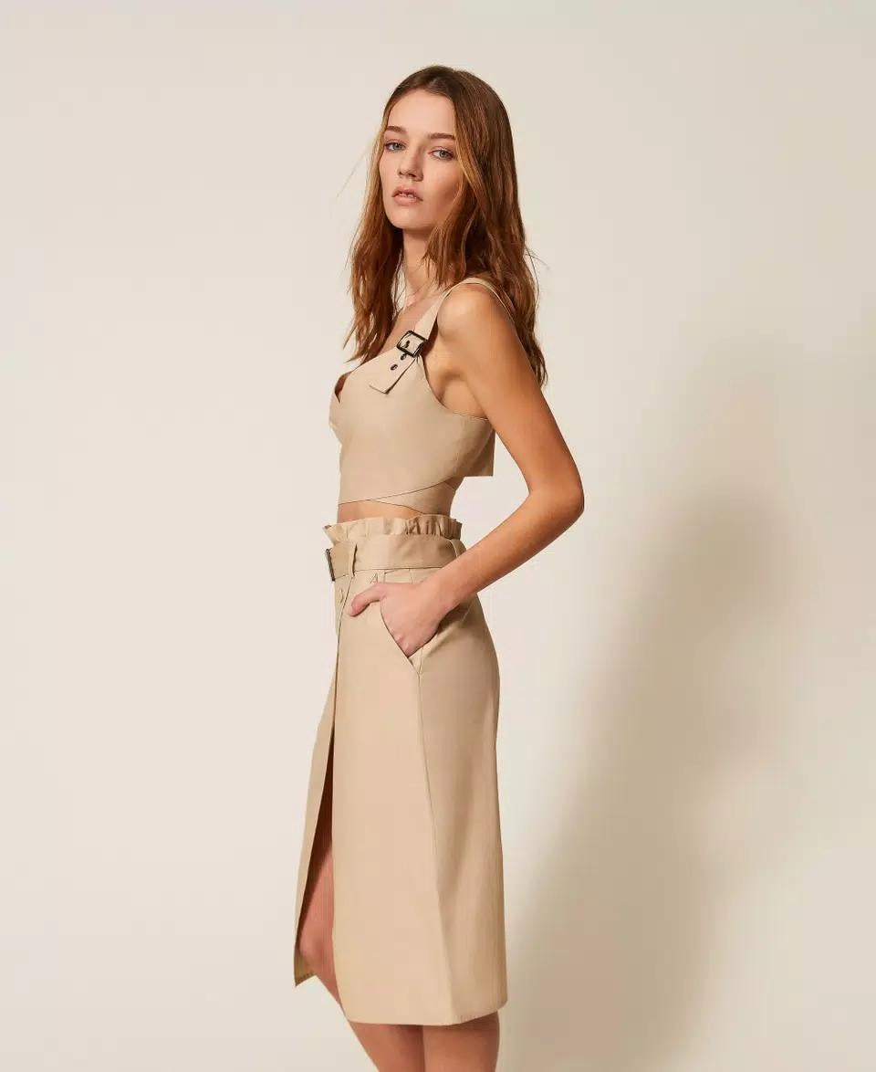 Top Twinset Actitude in popeline con fibbie donna