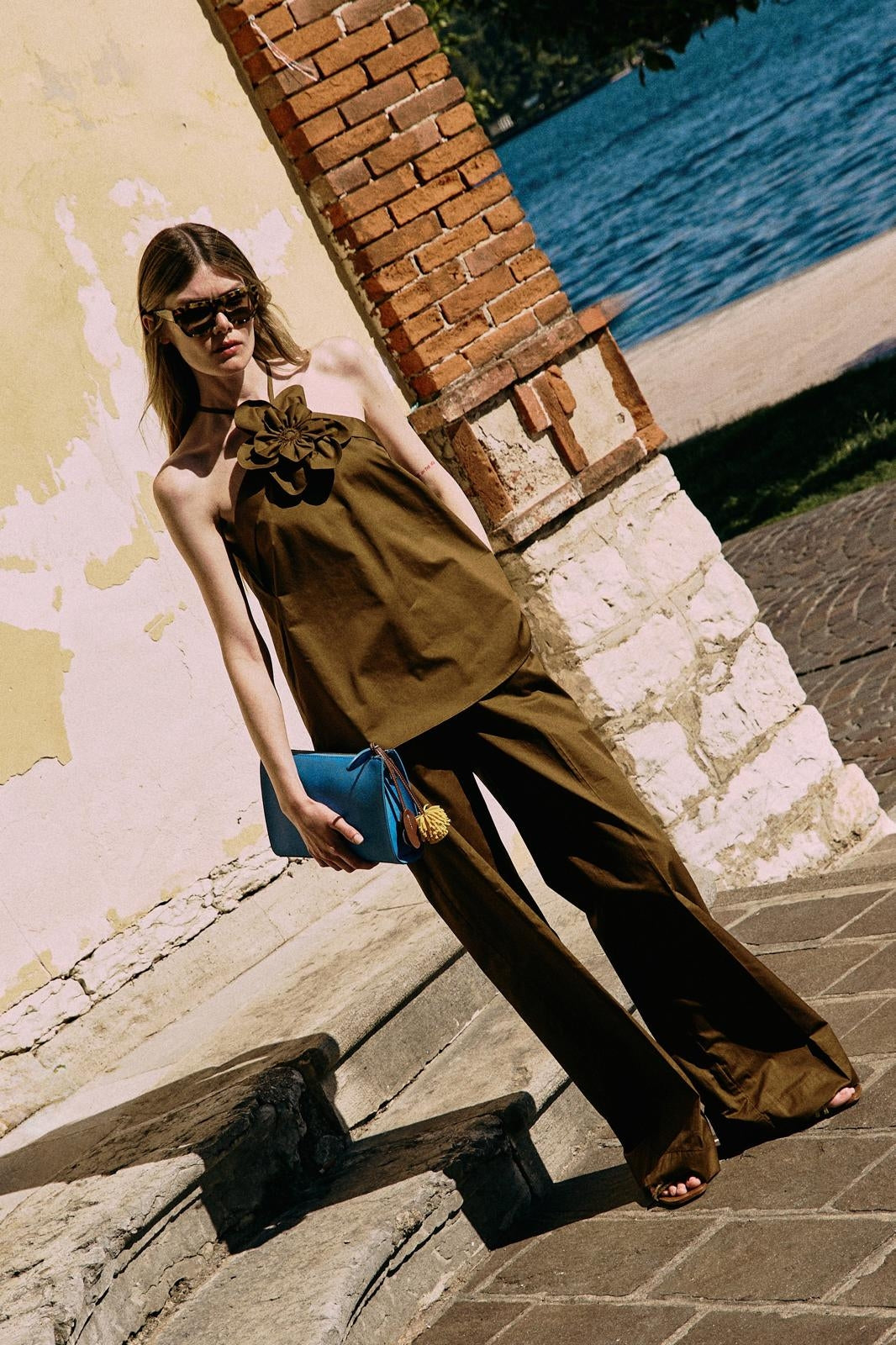 Nenette pantalone emon in cotone olio a gamba larga