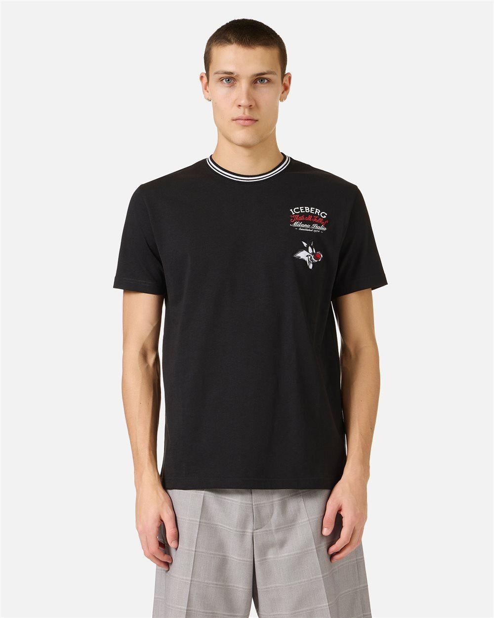 T-Shirt Iceberg con gatto Silvestro stampa e ricami