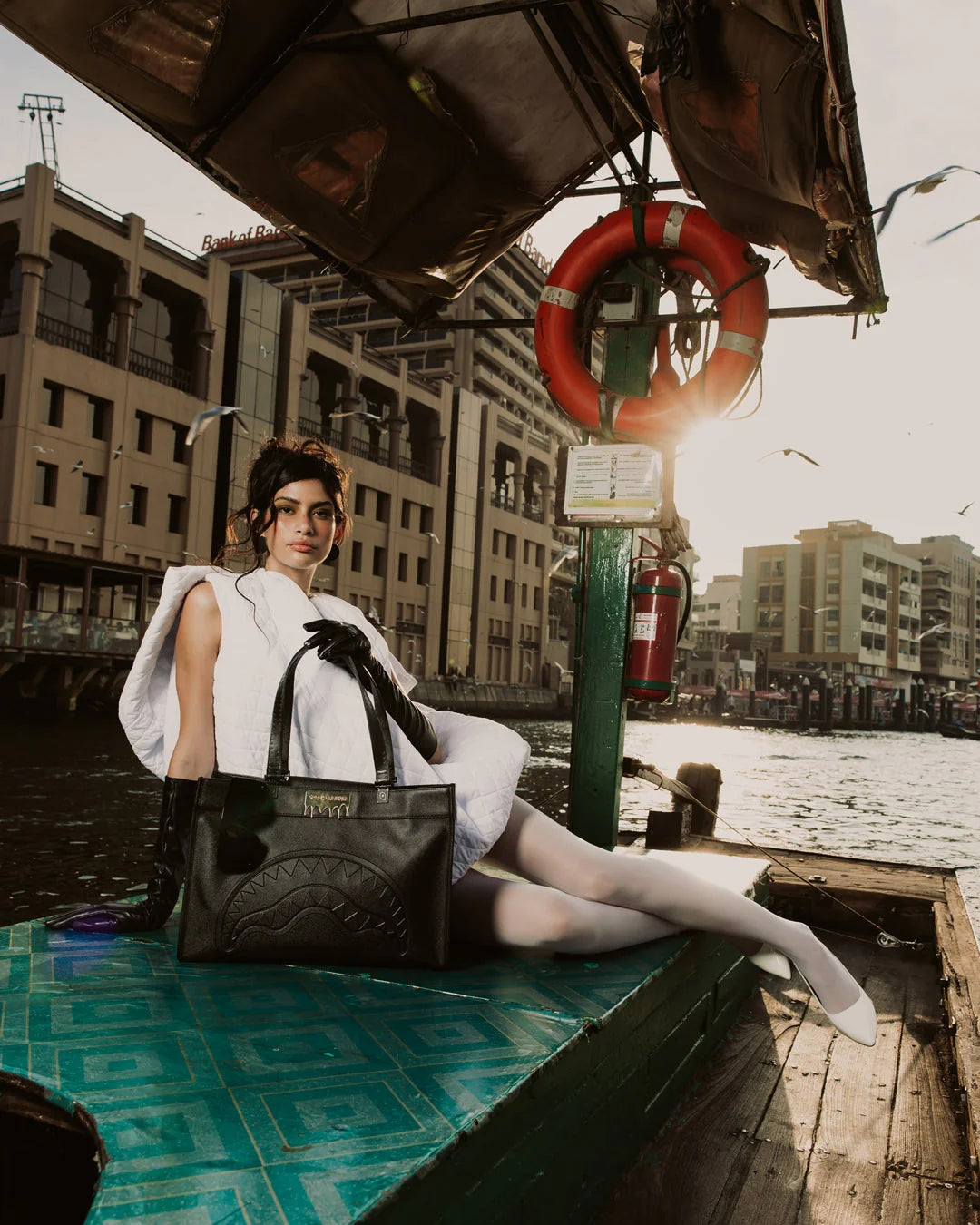 Borsa Sprayground nero "Gold Brick Lux Tortuga" tote