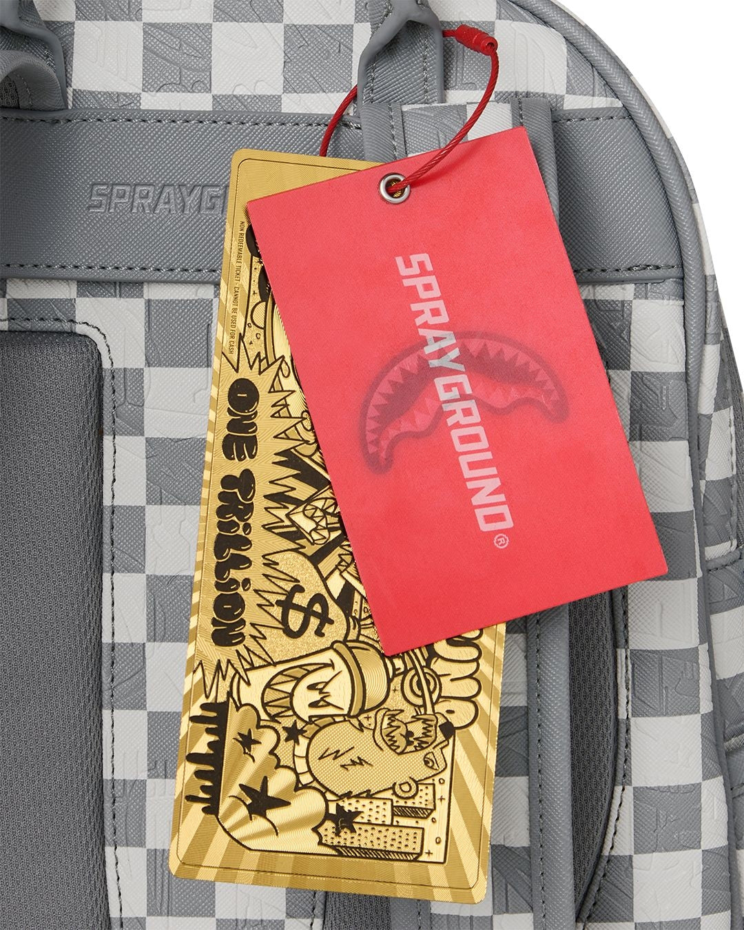 Zainetto Sprayground bianco EMBOSSED CREAM CHECK SAVAGE BACKPACK
