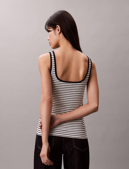 Canotta Calvin Klein slim in costina a strisce donna