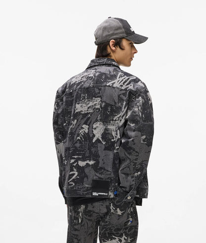 Giubbotto Karl Lagerfeld Jeans in denim stampato uomo