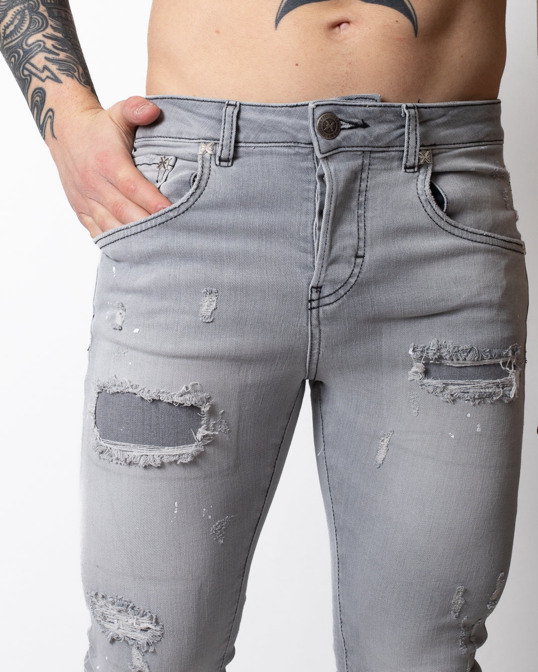 Jeans Richmond X slim con tagli e pittura uomo