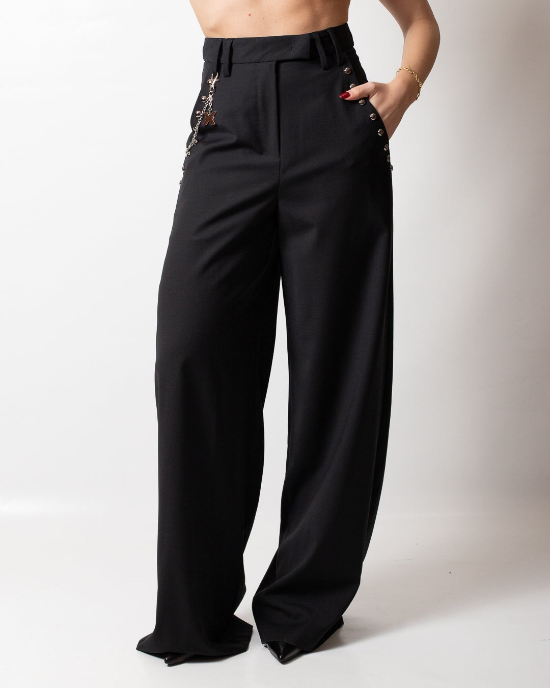 Pantalone Richmond X in misto lana con borchie donna