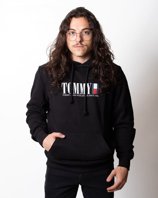 Felpa Tommy Jeans con cappuccio e stampa logata uomo