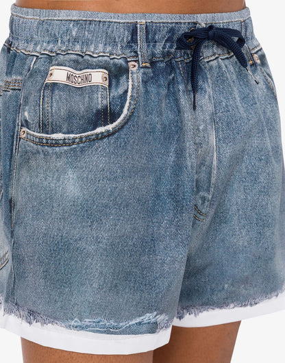 Boxer Mare Moschino stampa denim uomo
