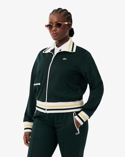 Felpa Lacoste fullzip in nylon con bordi a contrasto donna