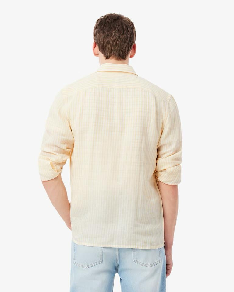 Camicia Lacoste regular in lino a strisce uomo